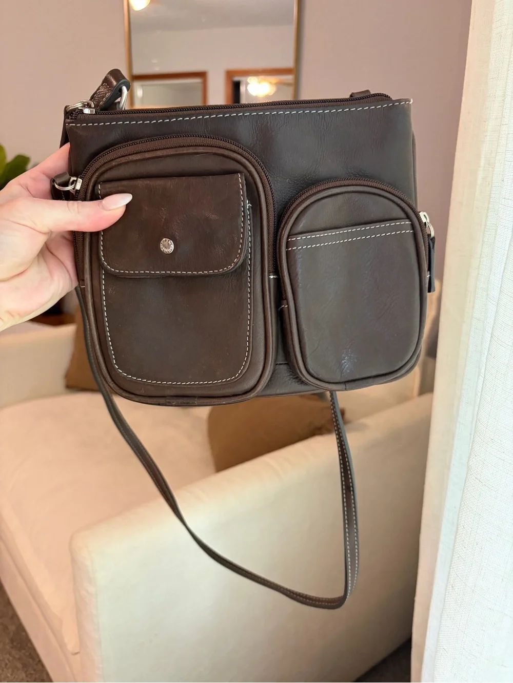 Womenโsโ Crossbody Utility Bag in Dark Brown
